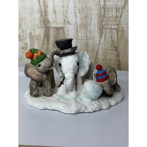 TUSKERS Building a Snow-ele Elephants Winter Figurine 2008 Christmas‎